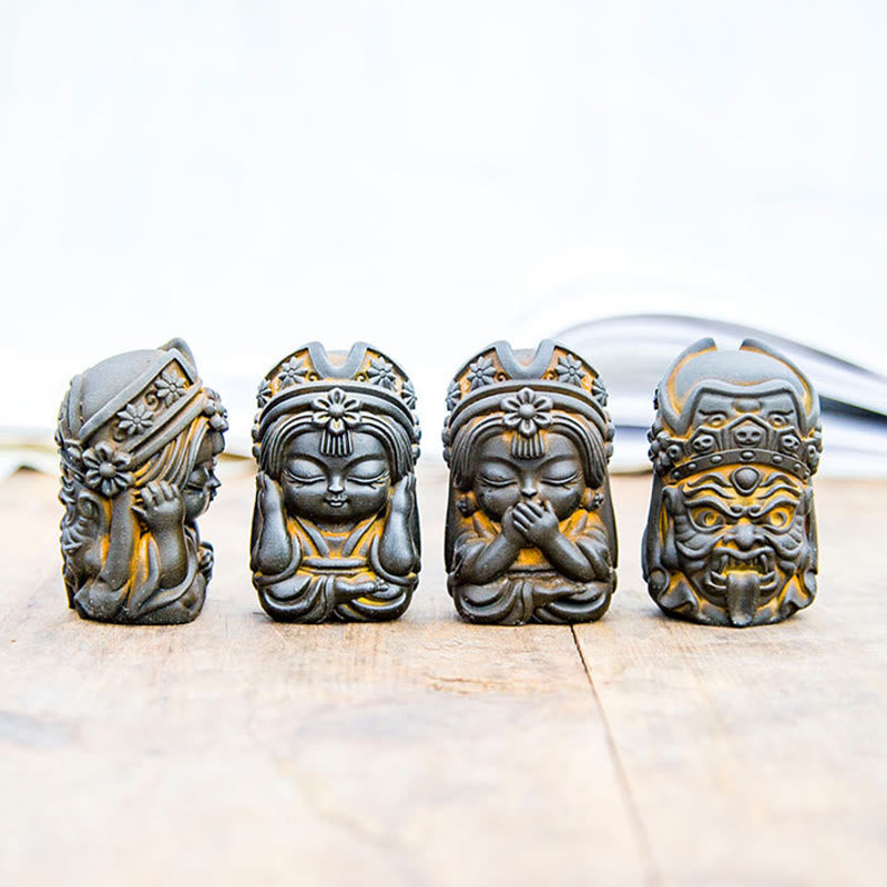 Buddha Stones手作り ザキラム 鉄粉 錆 鋳造 樹脂 像 禅 家の装飾 - image 1