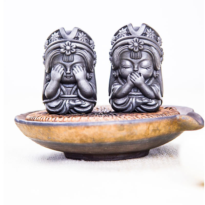 Buddha Stones手作り ザキラム 鉄粉 錆 鋳造 樹脂 像 禅 家の装飾 - image 6