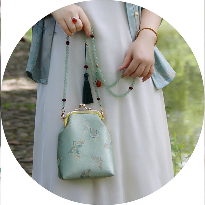 Buddha Stonesのレトロな中国刺繍パールチェーンクロスボディバッグショルダーバッグ - image 6