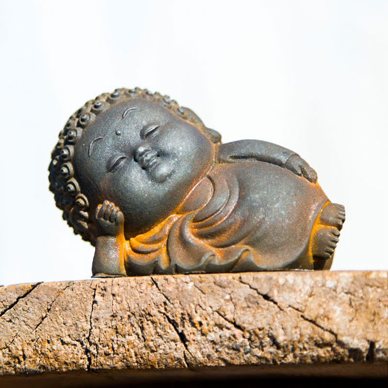 Buddha Stones小型 立位 横臥位 座位 かわいい 仏像 鉄粉 錆 鋳造 樹脂 像 室内装飾 - image 16
