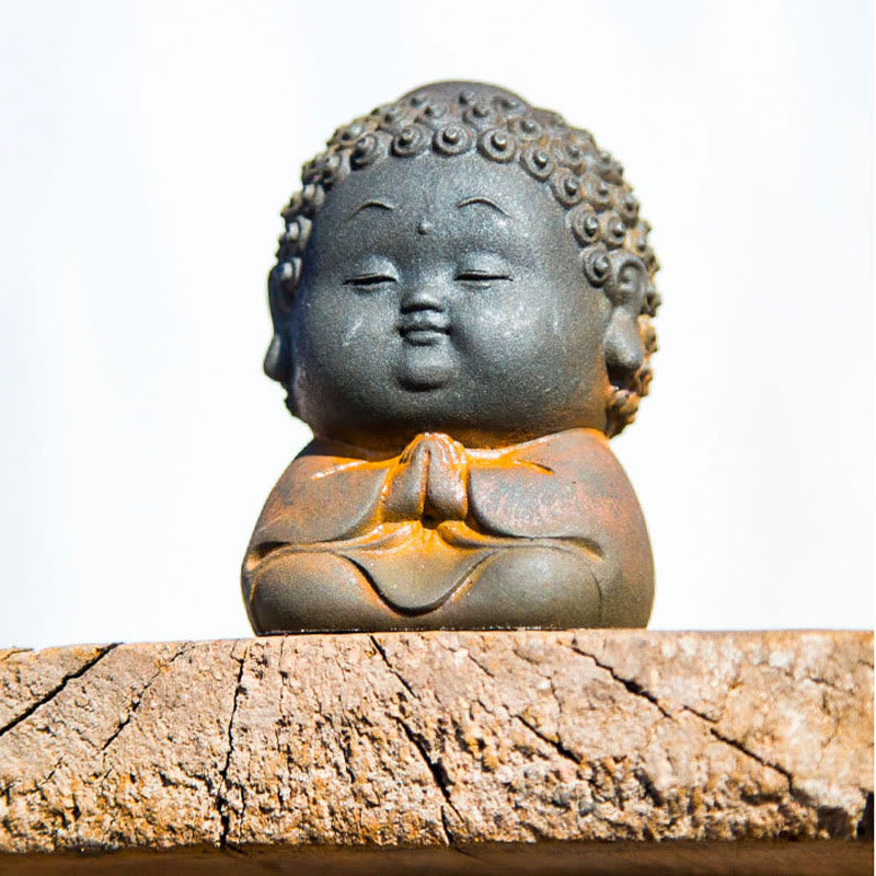Buddha Stones小型 立位 横臥位 座位 かわいい 仏像 鉄粉 錆 鋳造 樹脂 像 室内装飾 - image 19