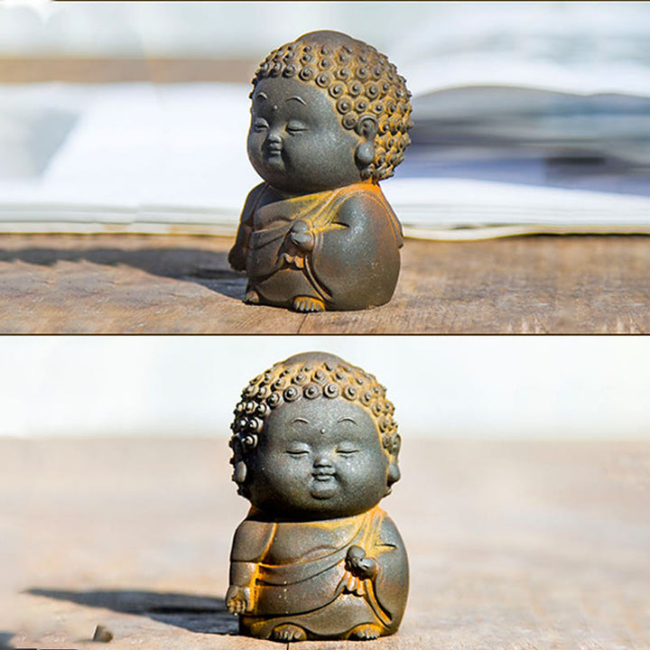 Buddha Stones小型 立位 横臥位 座位 かわいい 仏像 鉄粉 錆 鋳造 樹脂 像 室内装飾 - image 14