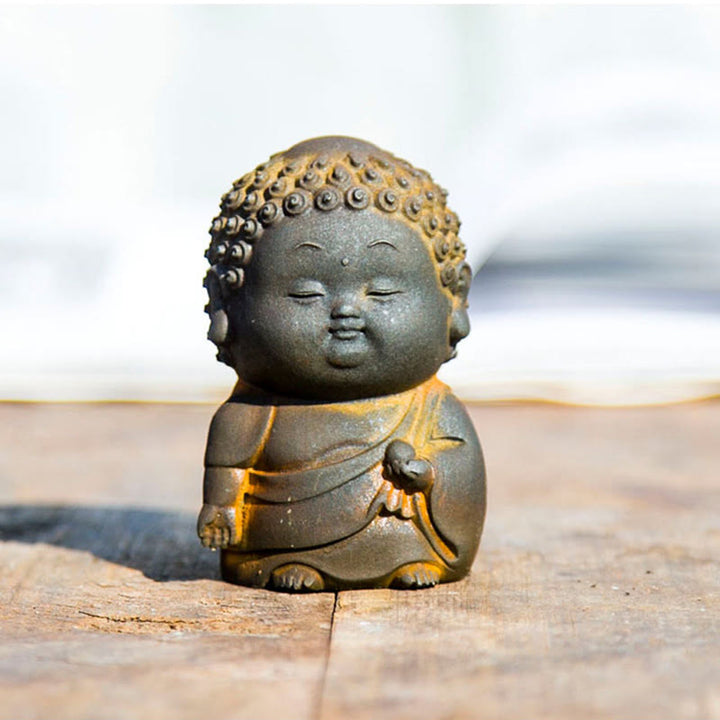 Buddha Stones小型 立位 横臥位 座位 かわいい 仏像 鉄粉 錆 鋳造 樹脂 像 室内装飾 - image 13