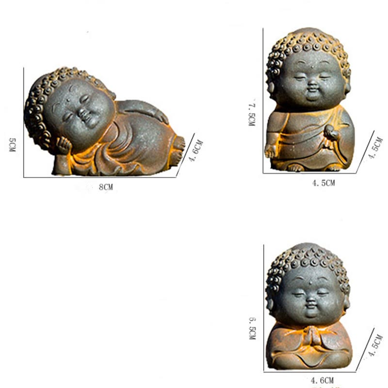 Buddha Stones小型 立位 横臥位 座位 かわいい 仏像 鉄粉 錆 鋳造 樹脂 像 室内装飾 - image 7
