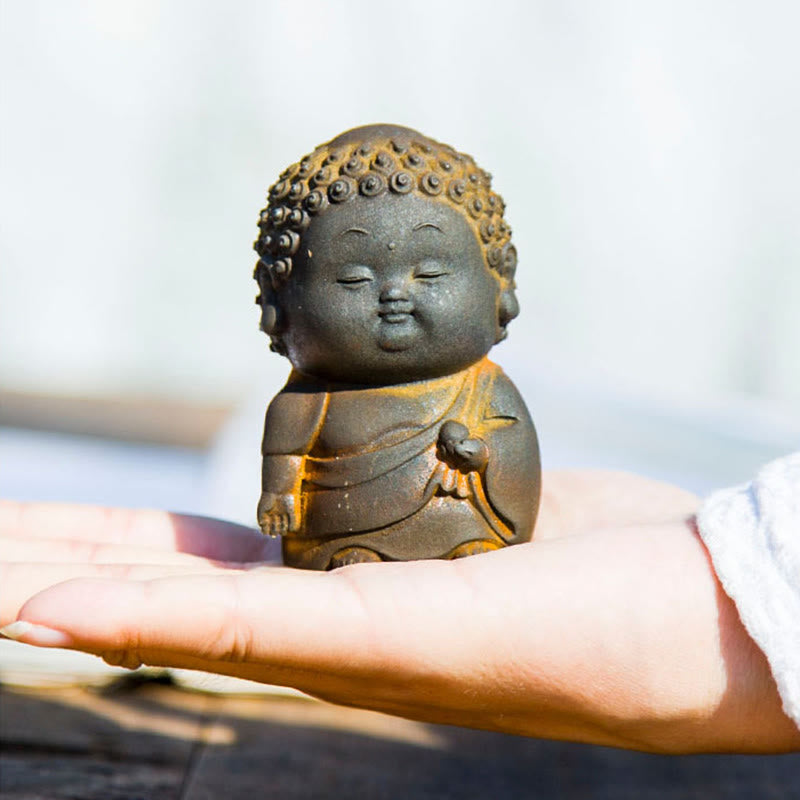 Buddha Stones小型 立位 横臥位 座位 かわいい 仏像 鉄粉 錆 鋳造 樹脂 像 室内装飾 - image 11