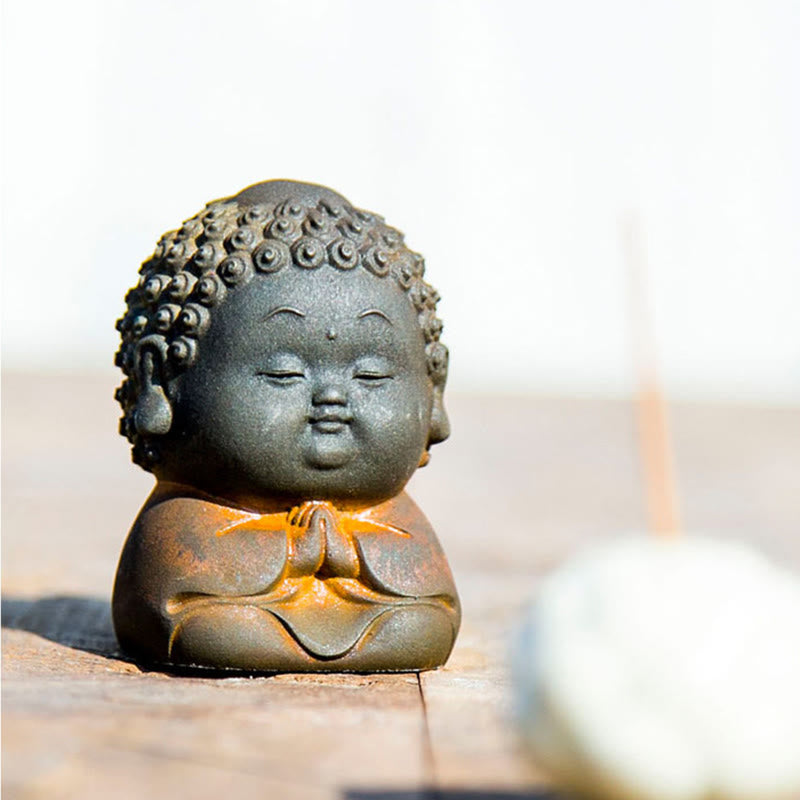 Buddha Stones小型 立位 横臥位 座位 かわいい 仏像 鉄粉 錆 鋳造 樹脂 像 室内装飾 - image 18