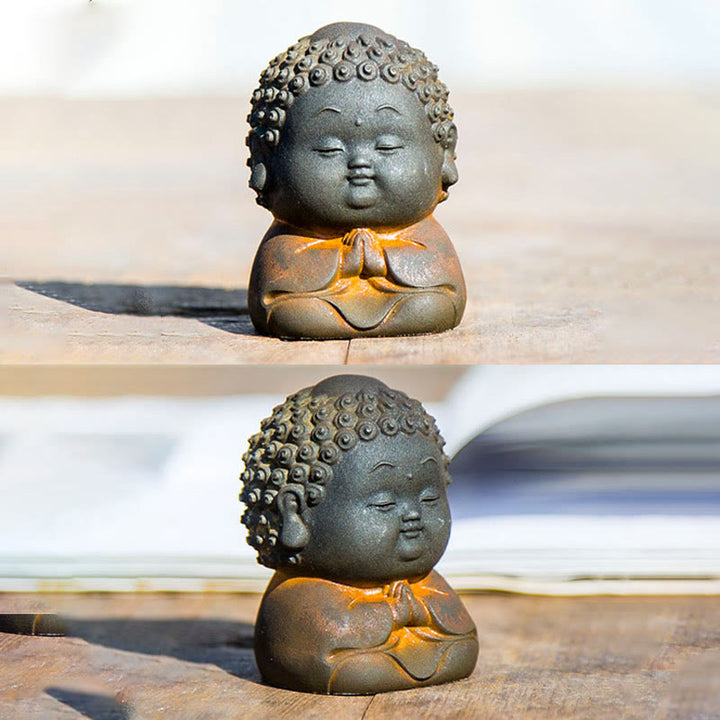 Buddha Stones小型 立位 横臥位 座位 かわいい 仏像 鉄粉 錆 鋳造 樹脂 像 室内装飾 - image 20