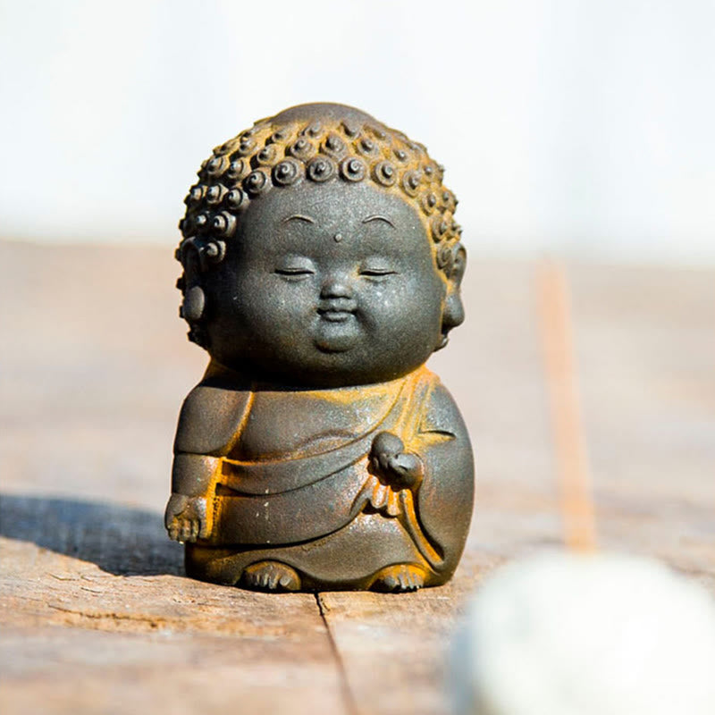Buddha Stones小型 立位 横臥位 座位 かわいい 仏像 鉄粉 錆 鋳造 樹脂 像 室内装飾 - image 12