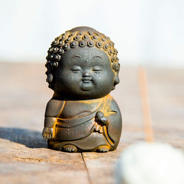 Buddha Stones小型 立位 横臥位 座位 かわいい 仏像 鉄粉 錆 鋳造 樹脂 像 室内装飾 - image 12
