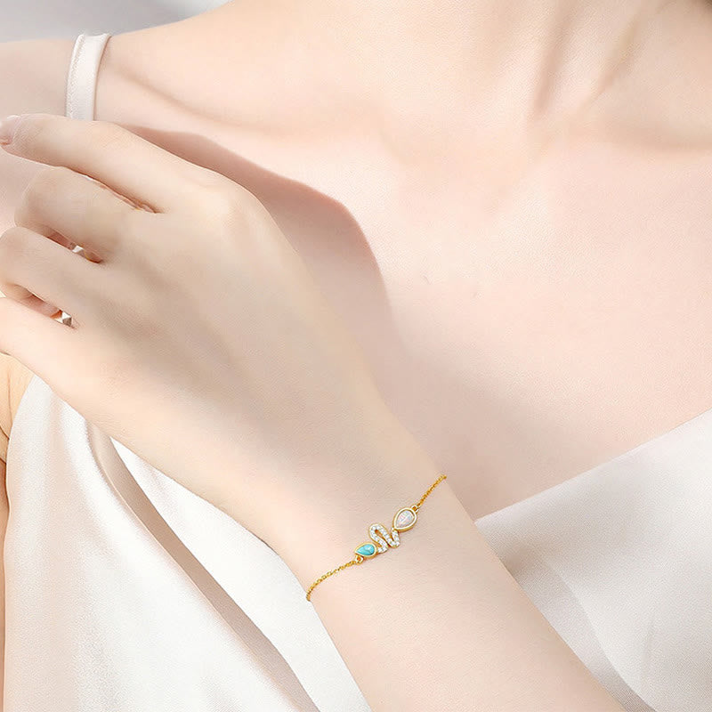 Buddha Stones925スターリングシルバー ターコイズオパール 蛇年守護ブレスレット