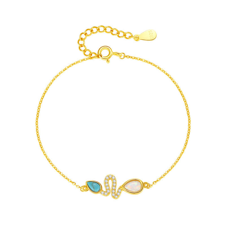 Buddha Stones925スターリングシルバー ターコイズオパール 蛇年守護ブレスレット