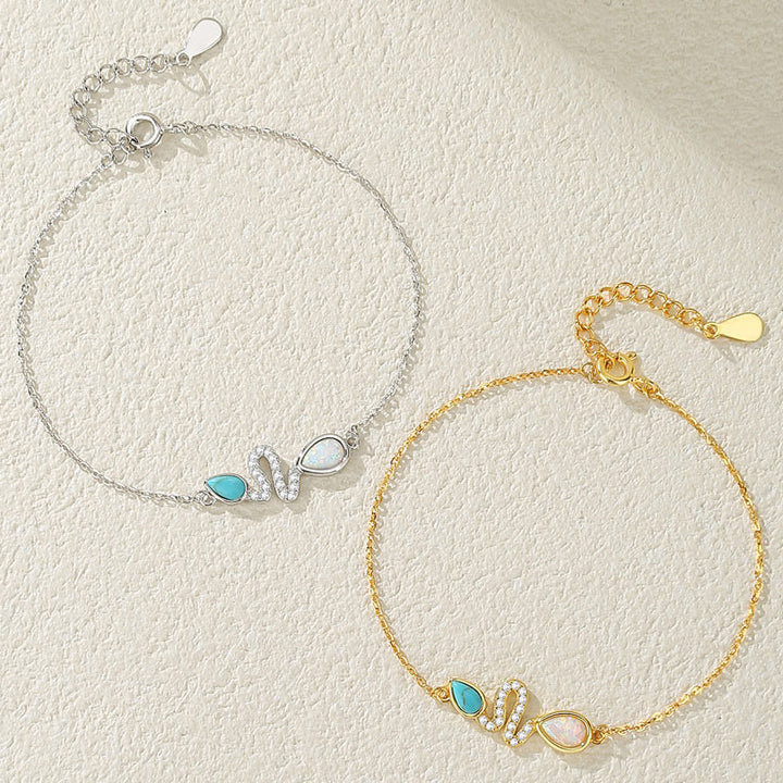 Buddha Stones925スターリングシルバー ターコイズオパール 蛇年守護ブレスレット