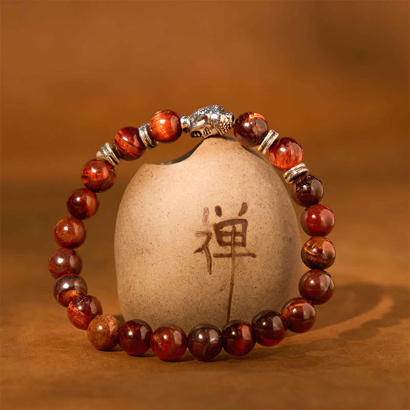 Buddha Stonesブルーグリーンレッドタイガーアイ 仏陀頭 バランスブレスレット