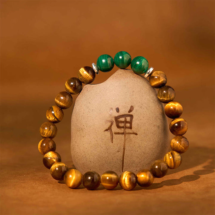 Buddha Stonesタイガーアイ グリーンタイガーアイ 勇気ブレスレット
