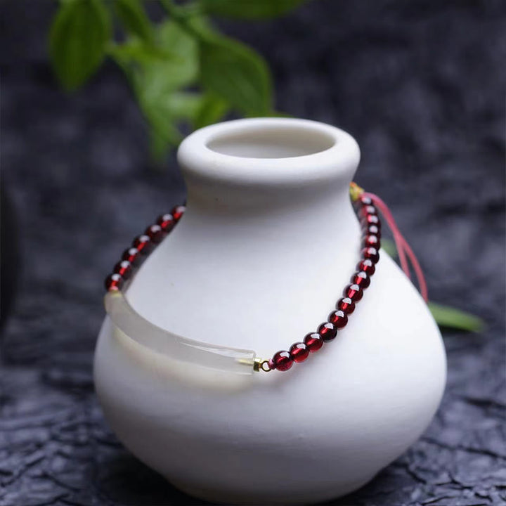ガーネット グレーアゲート カフブレスレット ハーフ バングル 天然石 守護 開運 | Buddha Stones