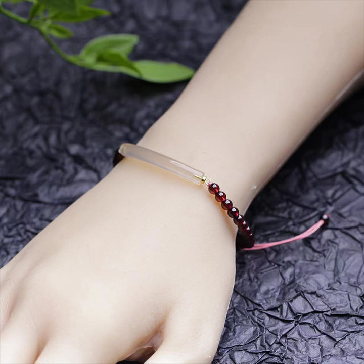 ガーネット グレーアゲート カフブレスレット ハーフ バングル 天然石 守護 開運 | Buddha Stones
