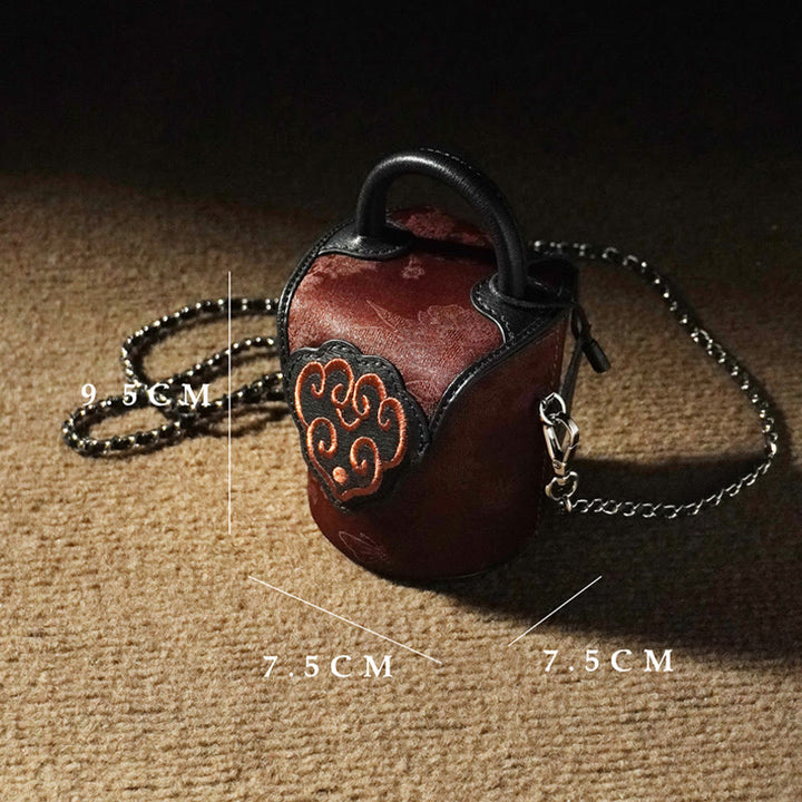 Buddha Stones、吉兆の雲、蝶、花、翔雲社シルククロスボディバッグ、ハンドバッグ