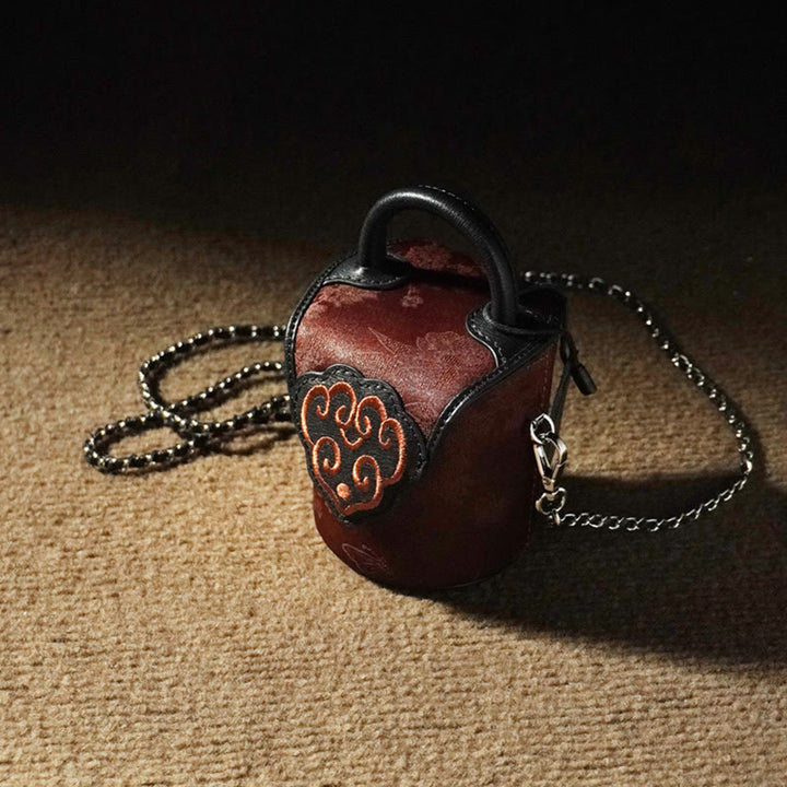Buddha Stones、吉兆の雲、蝶、花、翔雲社シルククロスボディバッグ、ハンドバッグ