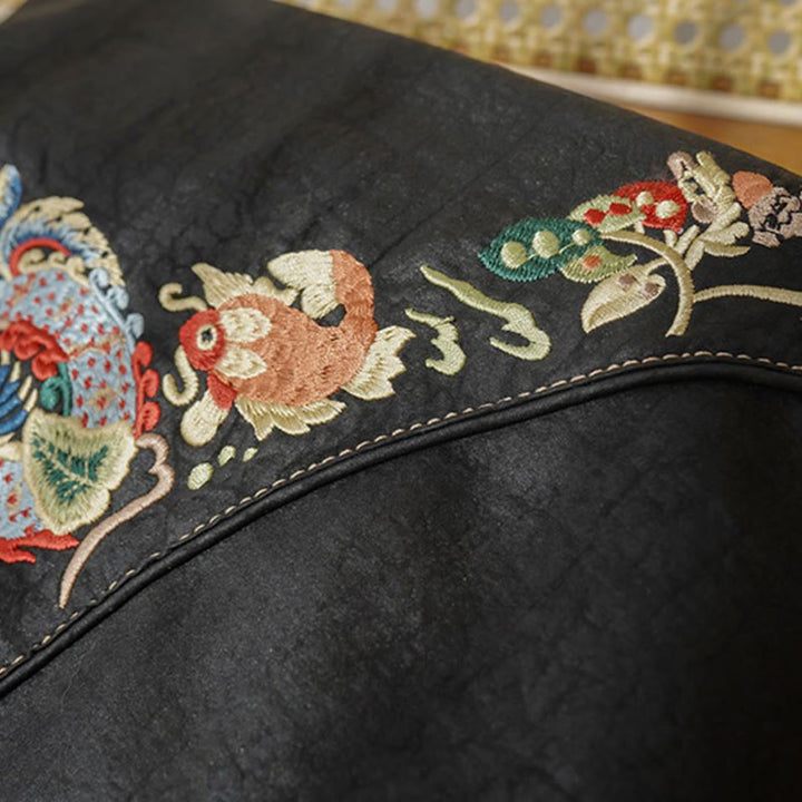 Buddha Stones、魚、花、鳳凰の刺繍、翔雲舎シルクショルダーバッグ