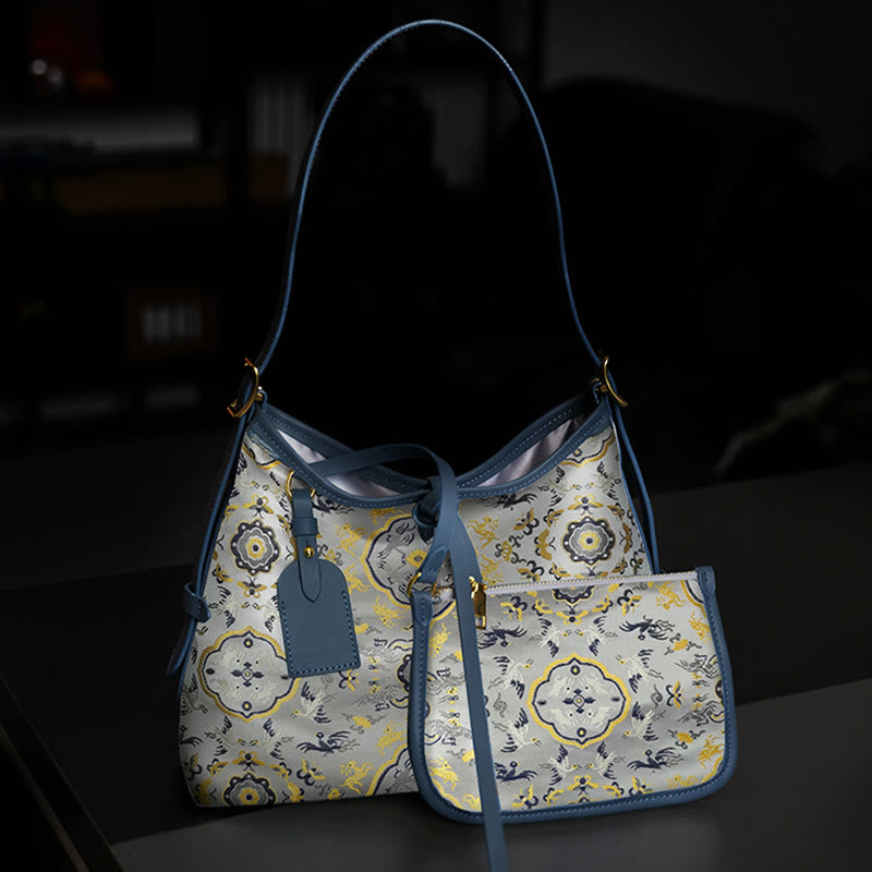 Buddha Stonesハンドメイドの花、鶴、鹿、蝶、歌、錦織のクロスボディバッグ、ハンドバッグ
