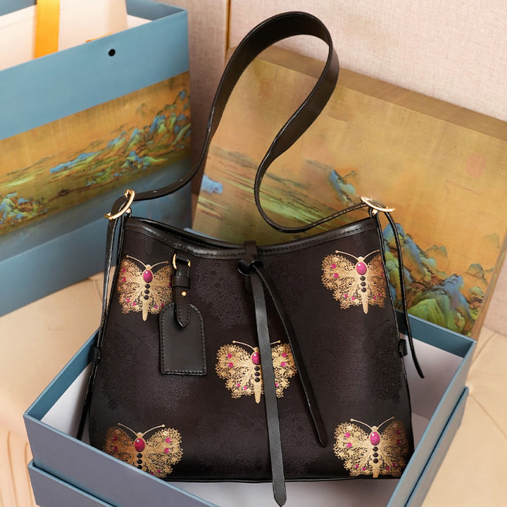 Buddha Stonesハンドメイドの花、鶴、鹿、蝶、歌、錦織のクロスボディバッグ、ハンドバッグ