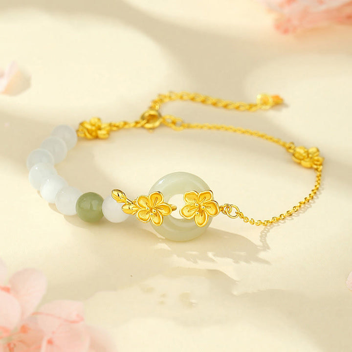 Buddha Stonesクリソベリル 和田翡翠 999スターリングシルバー ラブブレスレット