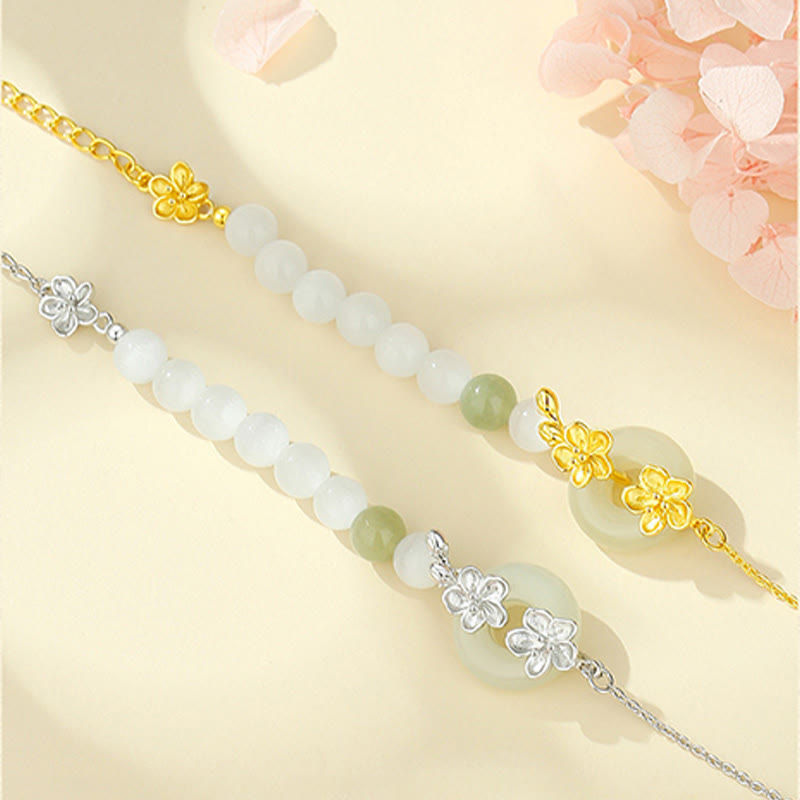 Buddha Stonesクリソベリル 和田翡翠 999スターリングシルバー ラブブレスレット
