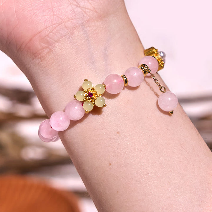 Buddha Stonesピンククリスタル シトリンフラワー ウォームスブレスレット