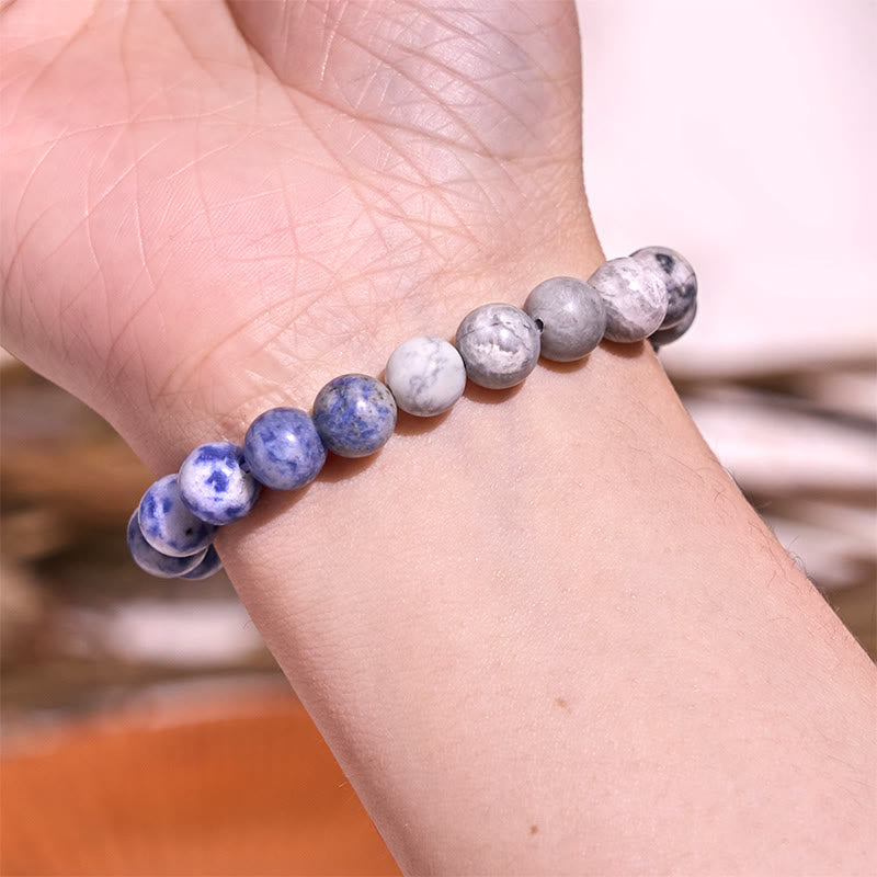 Buddha Stonesソーダライト ピカソジャスパー ホワイトターコイズ 直感ブレスレット