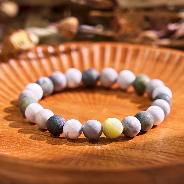 Buddha Stonesホワイトターコイズ ピカソジャスパー グリーンカルサイトの祝福ブレスレット