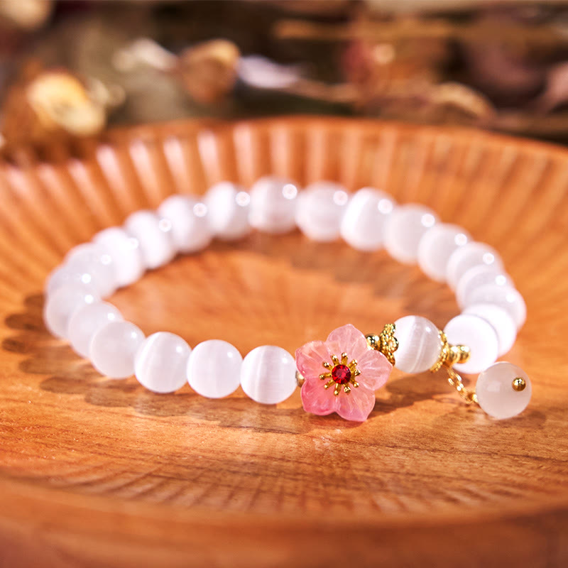 Buddha Stonesキャッツアイ クリソベリル フラワーラブブレスレット