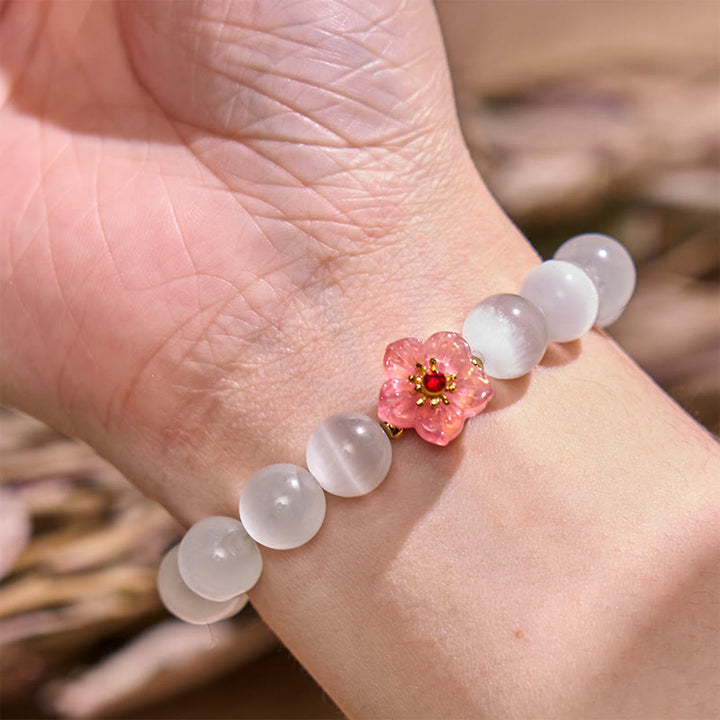 Buddha Stonesキャッツアイ クリソベリル フラワーラブブレスレット
