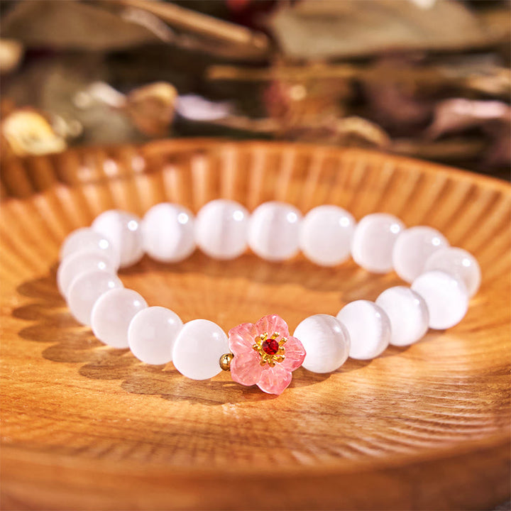 Buddha Stonesキャッツアイ クリソベリル フラワーラブブレスレット