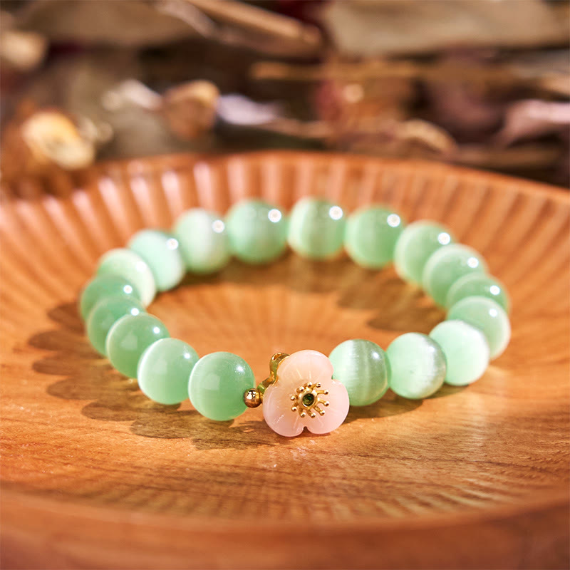 Buddha Stonesキャッツアイ クリソベリル フラワーラブブレスレット
