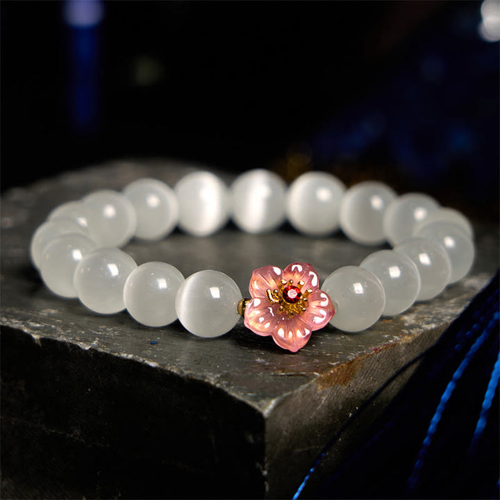 Buddha Stonesキャッツアイ クリソベリル フラワーラブブレスレット