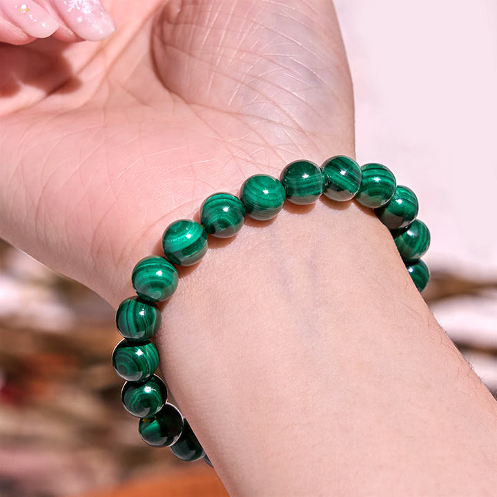Buddha Stones天然マラカイト 保護 静寂 ブレスレット