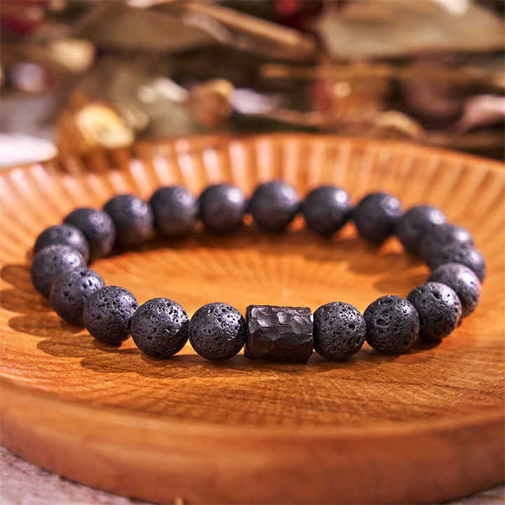 Buddha Stones 溶岩・黒檀・タイガーアイ使用 ヒーリングブレスレット