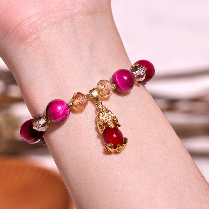 Buddha Stonesレッドタイガーアイ 貔貅 狐 守護 自信 ブレスレット