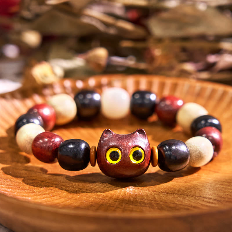 Buddha Stones小葉紫檀黒檀かわいい猫 彫刻守護ブレスレット - 小葉紫檀（邪気を払う♥守護） - image 17
