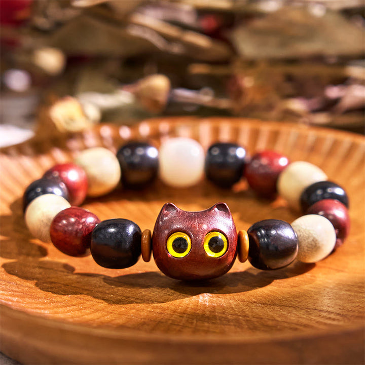 Buddha Stones小葉紫檀黒檀かわいい猫 彫刻守護ブレスレット - 小葉紫檀（邪気を払う♥守護） - image 17