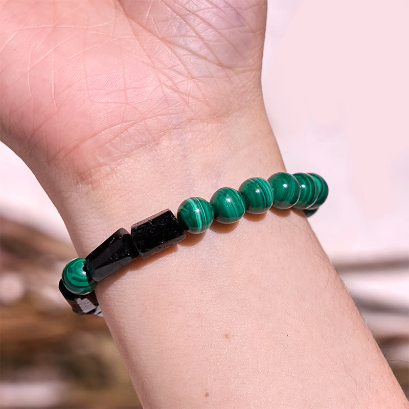 Buddha Stonesマラカイト ブラックトルマリン ピュリティブレスレット