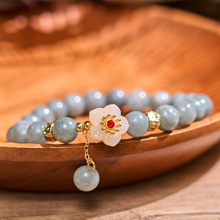 Buddha Stones翡翠の豊穣の花のブレスレット