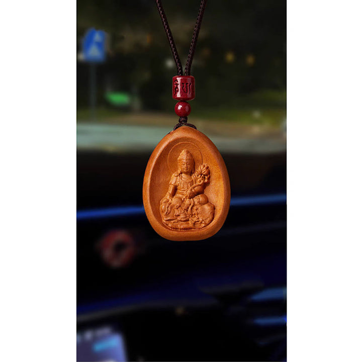 Buddha Stones桃の木 辰砂オーム・マニ・パドメ・フム中国の十二支 黒紐ネックレスペンダント - image 15