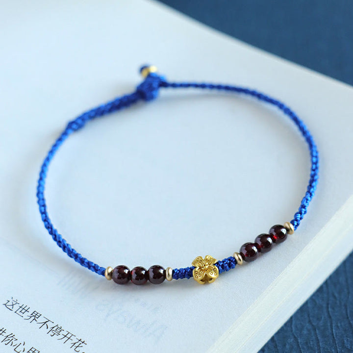 天然石 ガーネット サウスレッドアゲート 銅 フラワーパワーブレスレット 手首15~18cm 開運 守護 | Buddha Stones