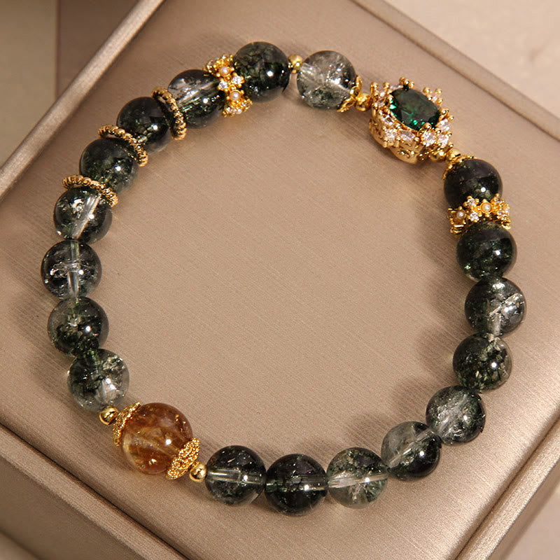 Buddha Stonesグリーンファントムグリーンクリスタル コンフィデンスブレスレット