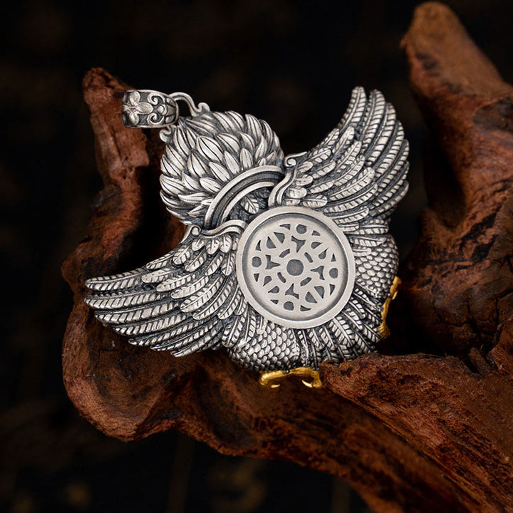 Buddha Stones925 スターリングシルバー チベット ガルーダ鳥 ビーズ 守護 ネックレス ペンダント