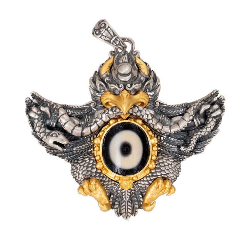 Buddha Stones925 スターリングシルバー チベット ガルーダ鳥 ビーズ 守護 ネックレス ペンダント