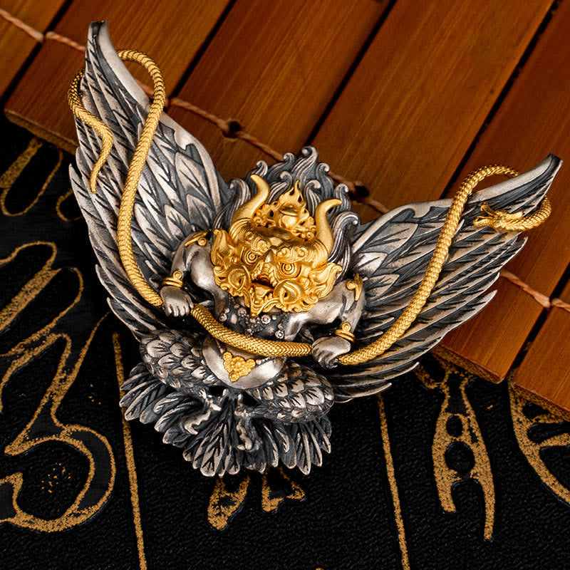 Buddha Stones925 スターリングシルバー チベット ガルーダ 鳥 龍 蛇 知恵 ネックレス ペンダント - ガルーダ（ペンダントのみ） - image 1