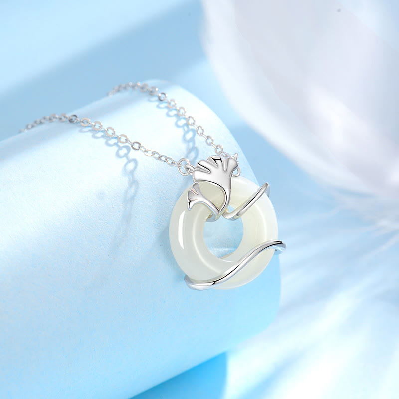 Buddha Stones和田翡翠 925スターリングシルバー ピース平和のお守りチャームイチョウの葉 ネックレス ペンダント - image 9