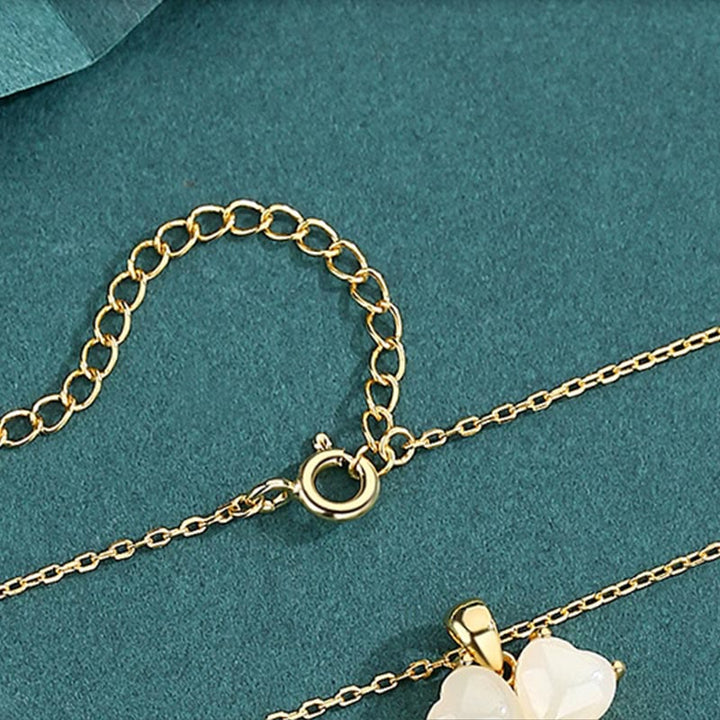 Buddha Stones和田翡翠 925 スターリングシルバー 四つ葉のクローバーネックレスペンダント